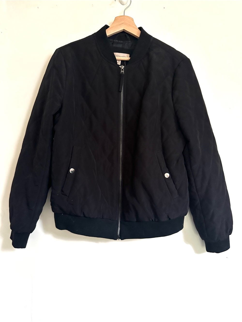 Philosophy Quilted Black Bomber Jacket